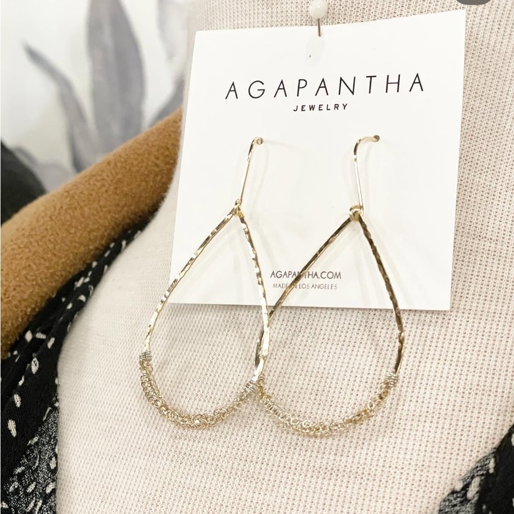 Agapantha Sterling Silver Michele Chain Hoops Gold Textured Diamond Cut Chains
